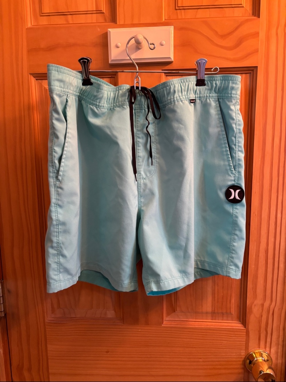 Hurley Men’s Aqua Board Shorts with Black Drawstring